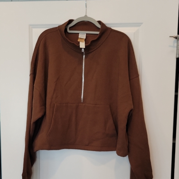 PINK Victoria's Secret Brown Quarter Zip Sweatshirt Size XXL NWT - Picture 1 of 6